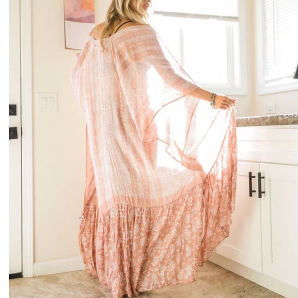 2. LAST 1! MAXI EXTRA Long Flowy Prairie Oversize Bohemian Paisley Kimono - Picture 5 of 6